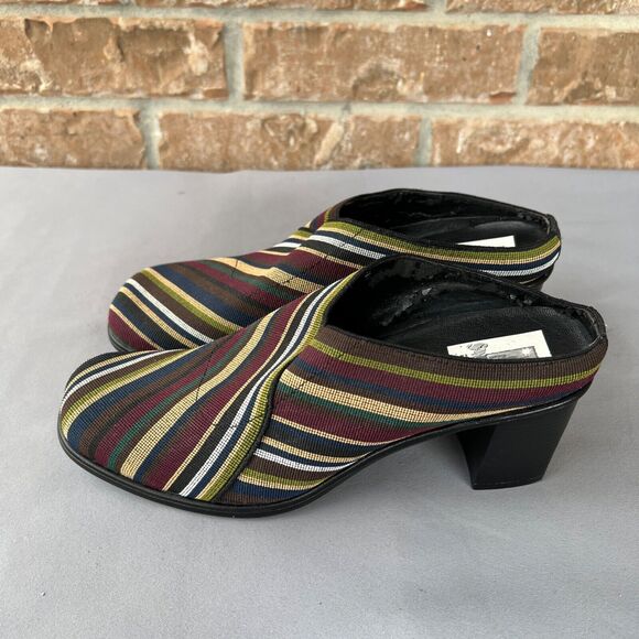 San Miguel Womens Slip On Multi Color Stripes Block Heel Slip 9.5 - Picture 2 of 8